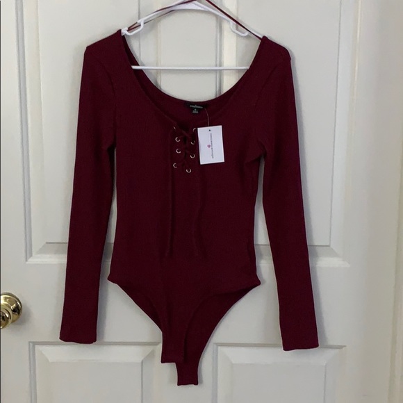 NWT Ambiance Maroon Bodysuit - Picture 1 of 7
